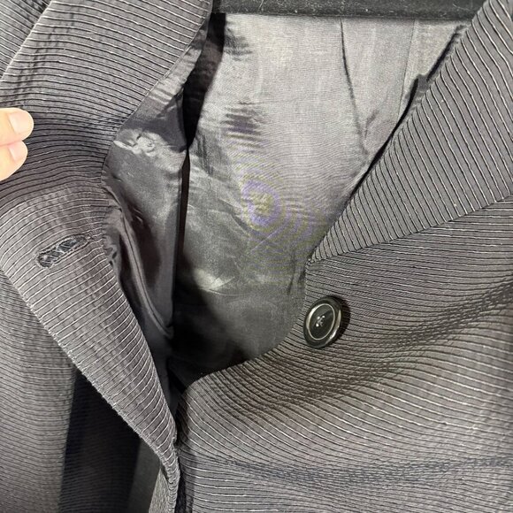 Elie Tahari Womens Black Textured 2 Button Lined Blazer Large Folded Cuffs - Picture 9 of 10